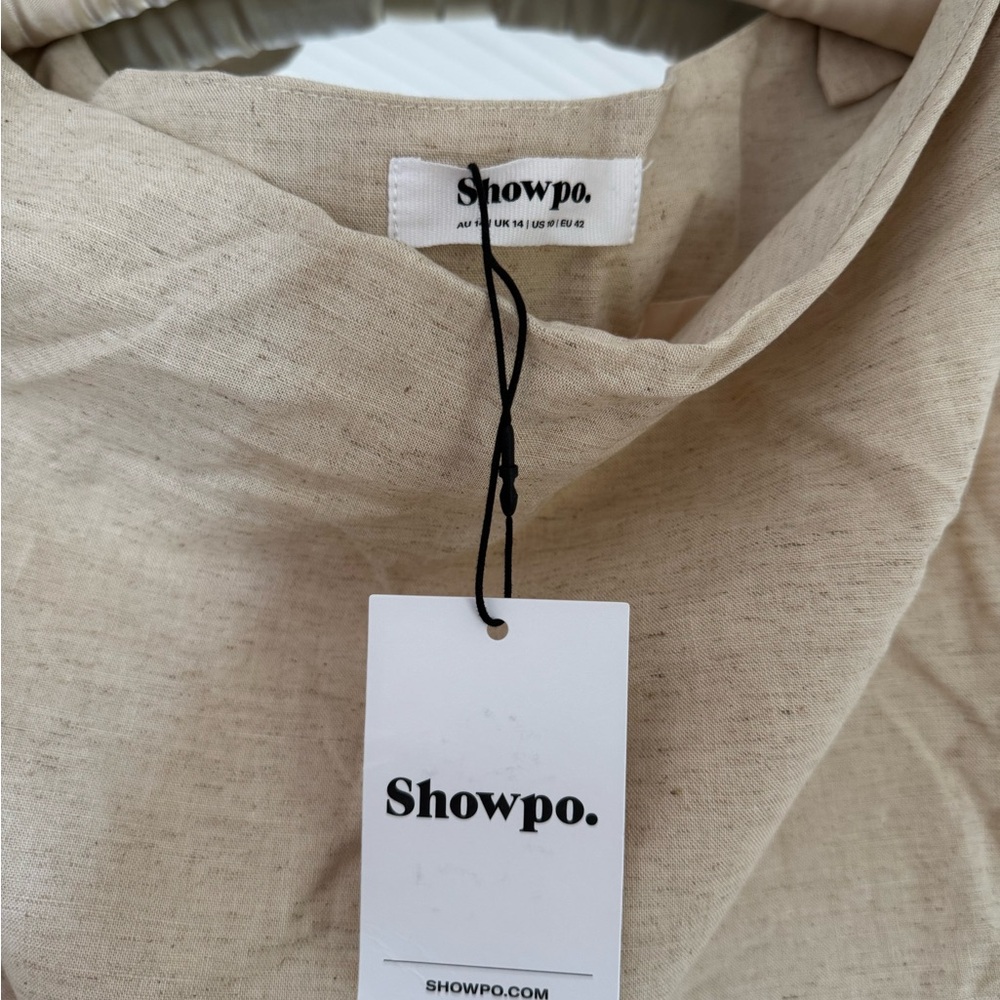 Showpo One-Shoulder Cream Midi Dress - Picture 6 of 10